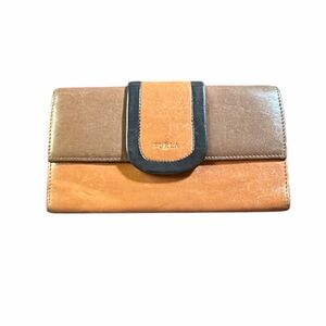 FURLA Vintage Tri-Color Leather Continental Wallet + Dust Bag | Made in Italy